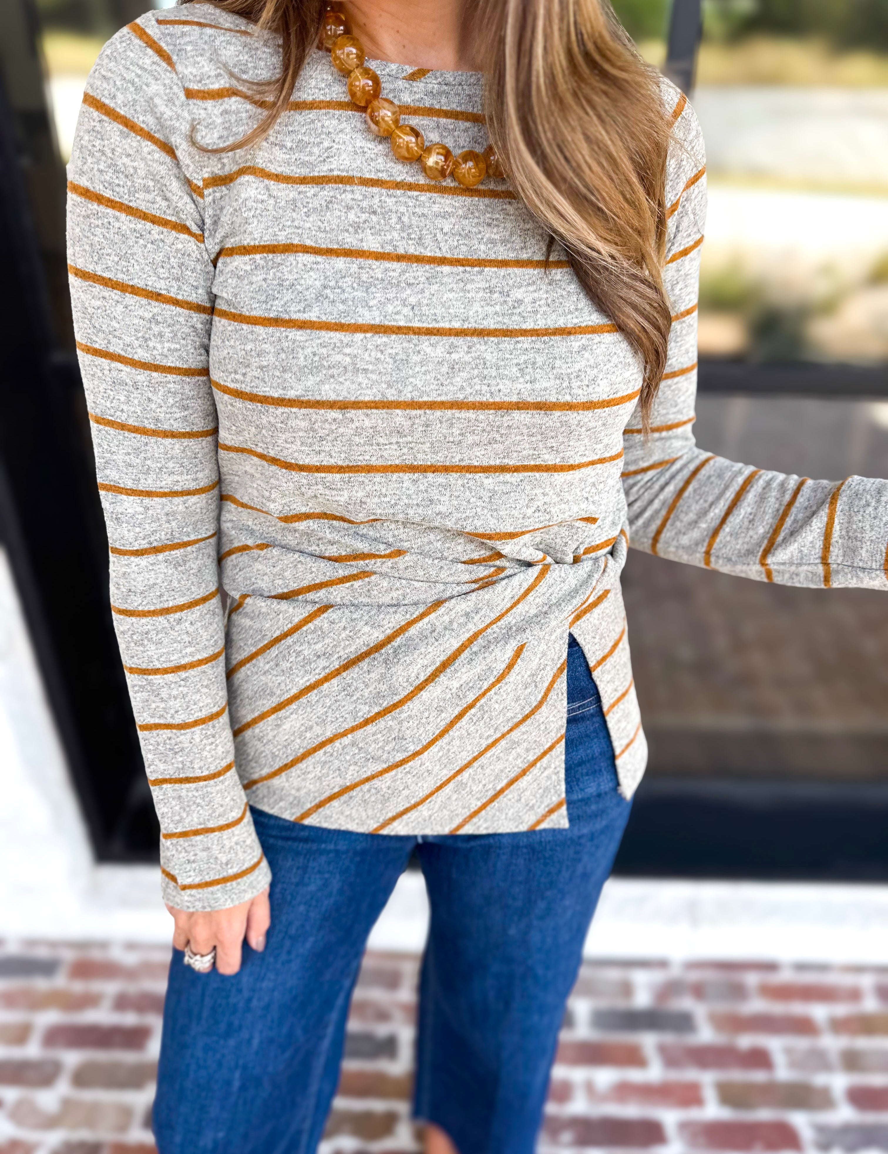 Liverpool - Twist Boat Neck Knit Top-200 Fashion Blouses-LIVERPOOL JEANS COMPANY-July & June Women's Fashion Boutique Located in San Antonio, Texas