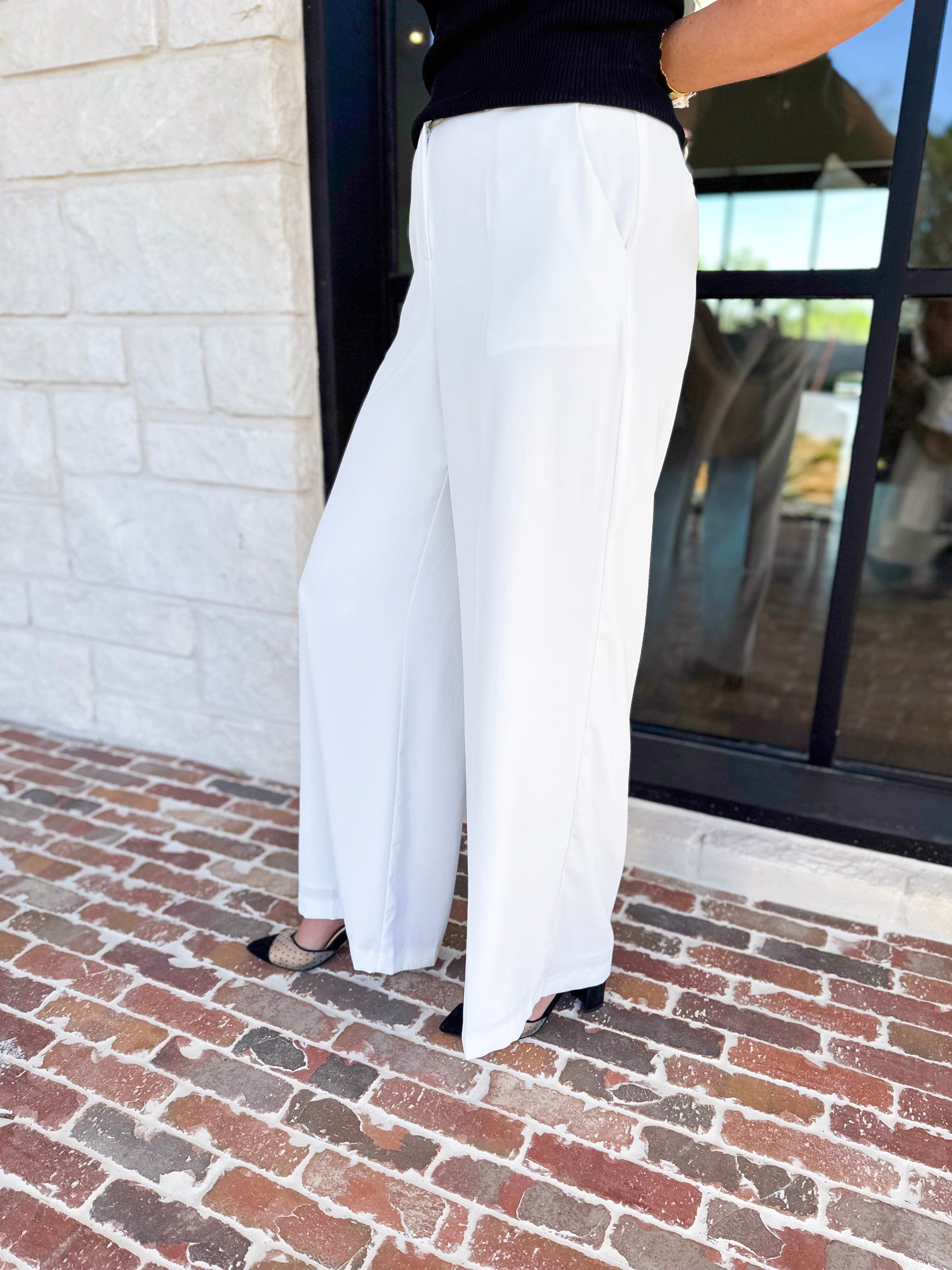 Spring It Girl Trouser - White-400 Pants-SKIES ARE BLUE-July & June Women's Fashion Boutique Located in San Antonio, Texas