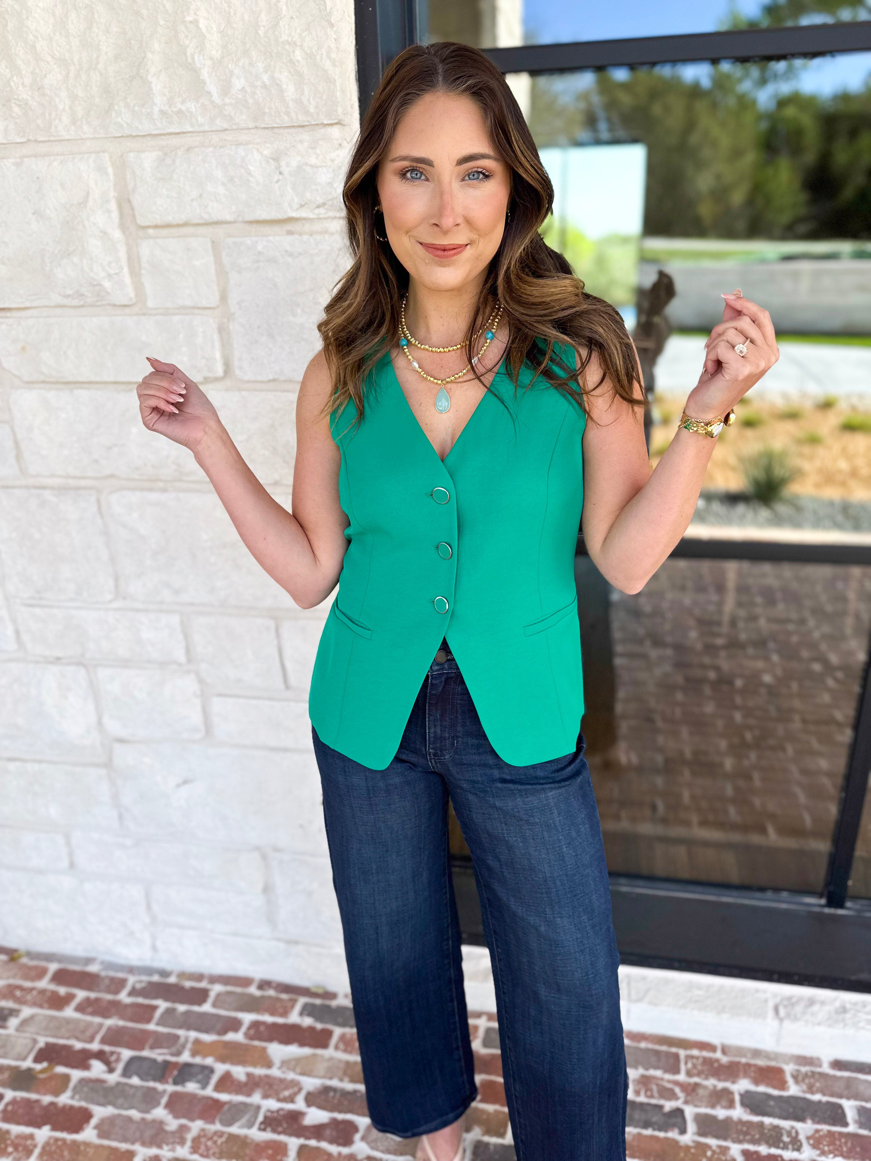 The It Girl Vest - Kelly Green-600 Outerwear-SKIES ARE BLUE-July & June Women's Fashion Boutique Located in San Antonio, Texas