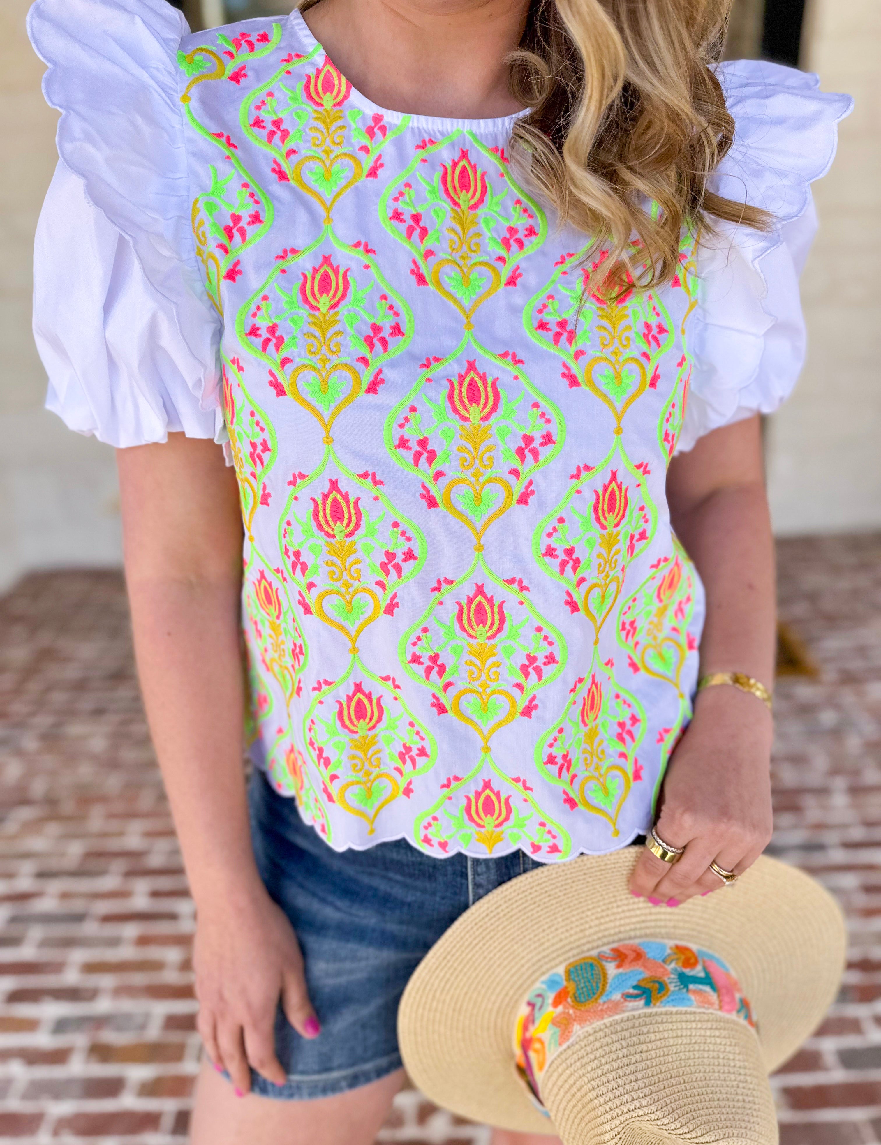 Spring Celebration Blouse - Ivory-200 Fashion Blouses-JODIFL-July & June Women's Fashion Boutique Located in San Antonio, Texas