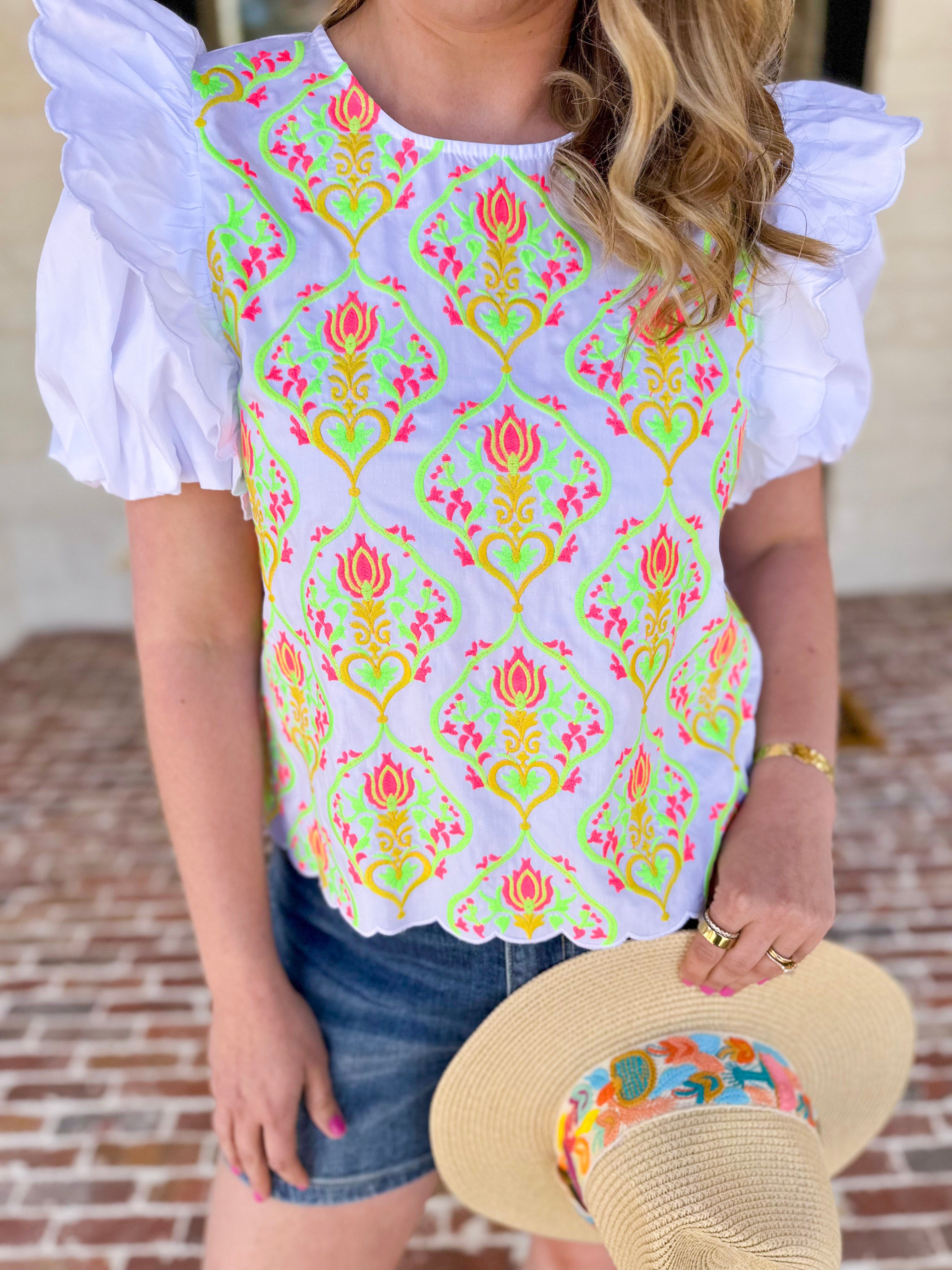 Spring Celebration Blouse - Ivory-200 Fashion Blouses-JODIFL-July & June Women's Fashion Boutique Located in San Antonio, Texas