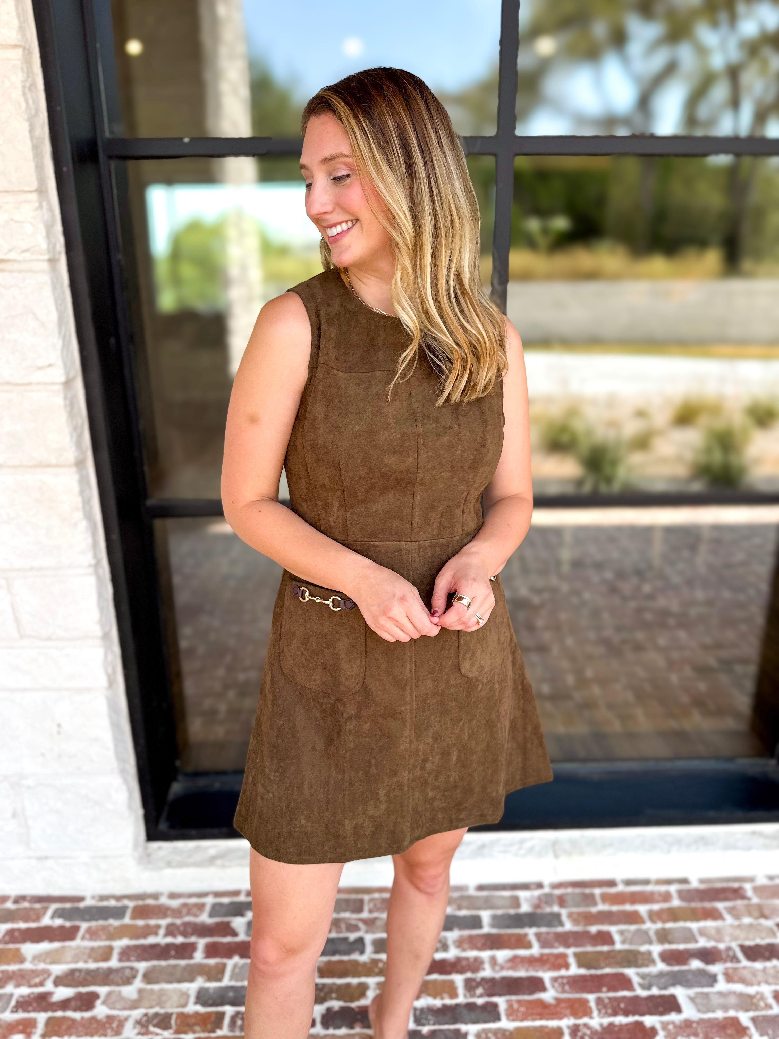 The Aria Mini Dress - Olive Brown-510 Mini-ENTRO-July & June Women's Fashion Boutique Located in San Antonio, Texas