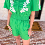 Girls Night Romper - Kelly Green-510 Mini-JODIFL-July & June Women's Fashion Boutique Located in San Antonio, Texas