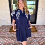 The Coastal Embroidered Mini Dress - Navy-510 Mini-JODIFL-July & June Women's Fashion Boutique Located in San Antonio, Texas