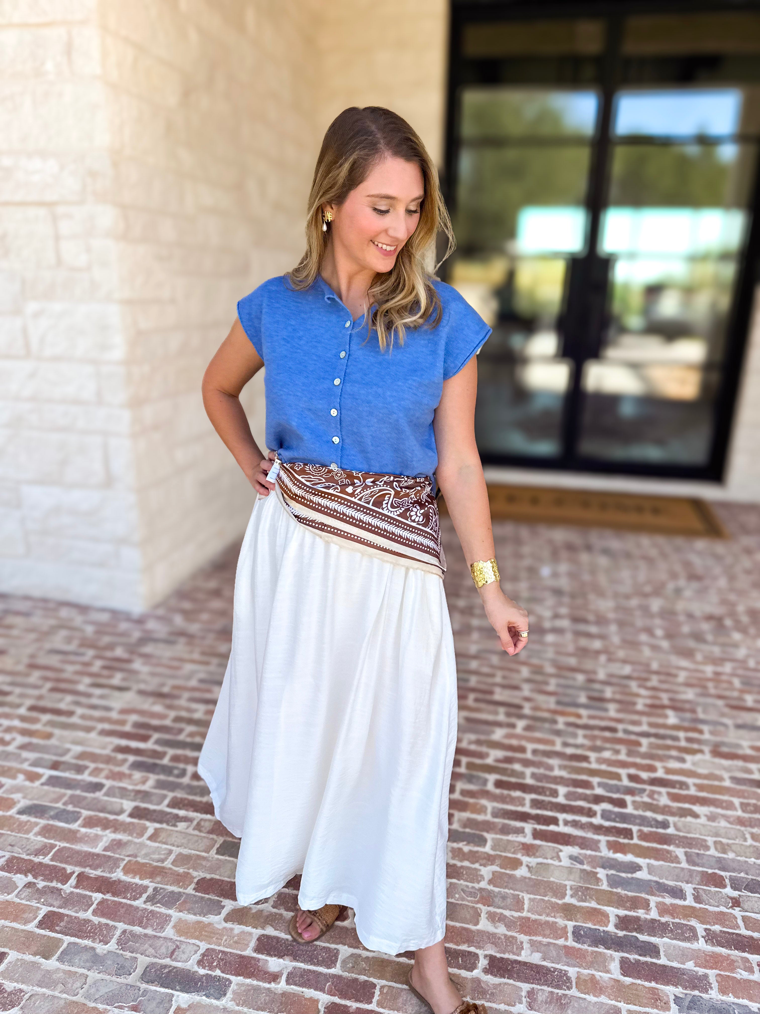 Closet Staple White Midi Skirt-410 Shorts/Skirts-STYLE USA-July & June Women's Fashion Boutique Located in San Antonio, Texas