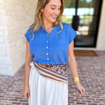 Short Sleeve Everyday Cardigan - Ocean Blue-230 Sweaters/Cardis-DOUBLE ZERO-July & June Women's Fashion Boutique Located in San Antonio, Texas