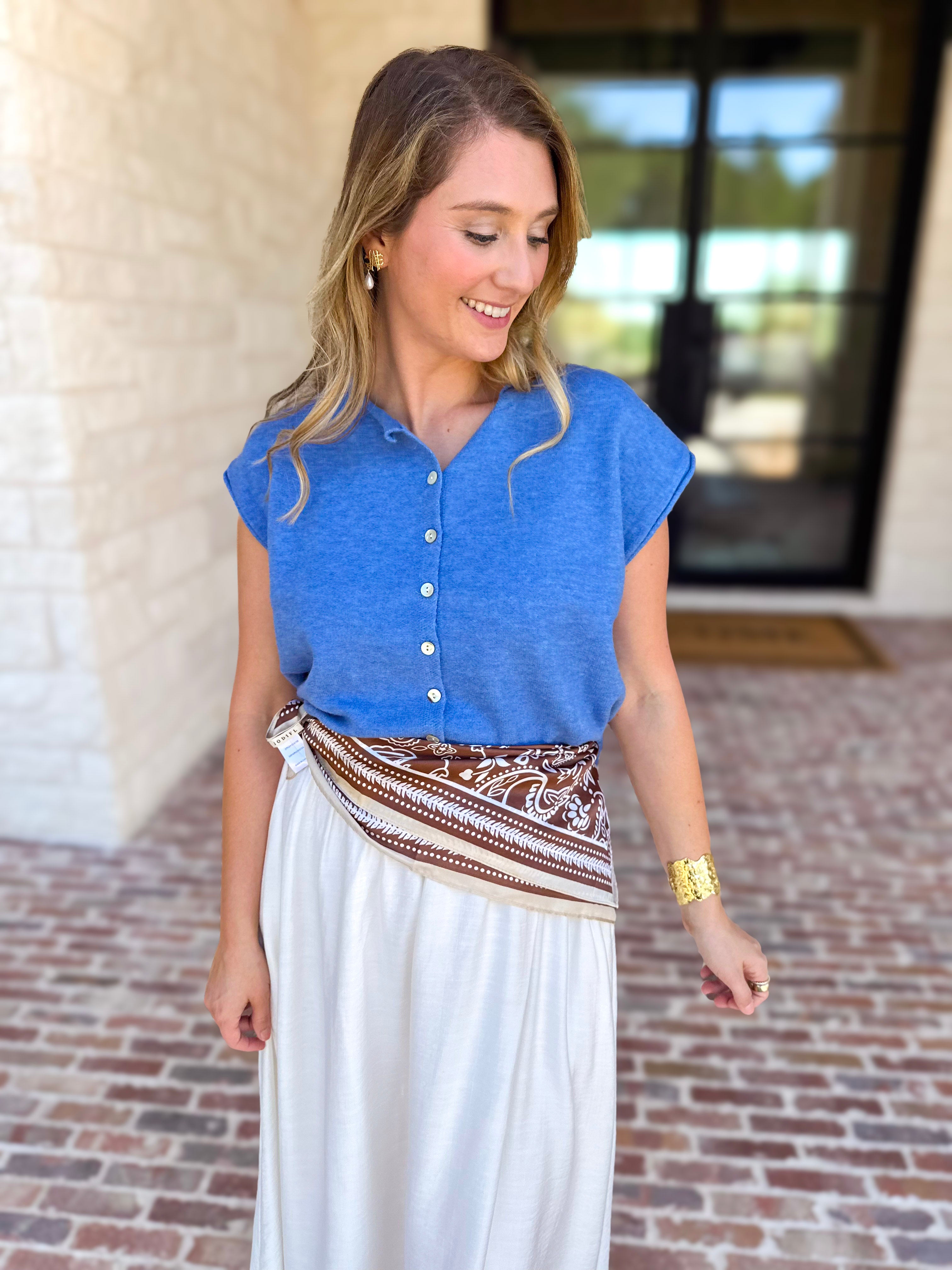 Short Sleeve Everyday Cardigan - Ocean Blue-230 Sweaters/Cardis-DOUBLE ZERO-July & June Women's Fashion Boutique Located in San Antonio, Texas