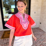 THML - Sunburst & Pink Blouse-200 Fashion Blouses-THML-July & June Women's Fashion Boutique Located in San Antonio, Texas