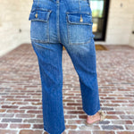 Vervet - High Rise Utility Cropped Jeans-420 Denim-VEVERT BY FLYING MONKEY-July & June Women's Fashion Boutique Located in San Antonio, Texas