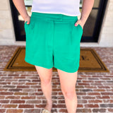 The It Girl Trouser Shorts - Kelly Green-410 Shorts/Skirts-SKIES ARE BLUE-July & June Women's Fashion Boutique Located in San Antonio, Texas