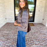 Current Air - Uptown Plaid Button Down Blouse-200 Fashion Blouses-CURRENT AIR CLOTHING-July & June Women's Fashion Boutique Located in San Antonio, Texas