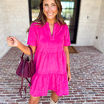 Mary Square - Soft Suede Mini Dress - Hot Pink-510 Mini-MARY SQUARE-July & June Women's Fashion Boutique Located in San Antonio, Texas