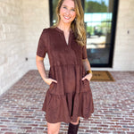 Mary Square - Soft Suede Mini Dress - Coffee-510 Mini-MARY SQUARE-July & June Women's Fashion Boutique Located in San Antonio, Texas