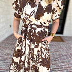 Mocha Magnolia Midi Dress-500 Midi-ENTRO-July & June Women's Fashion Boutique Located in San Antonio, Texas