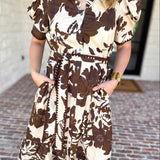 Mocha Magnolia Midi Dress-500 Midi-ENTRO-July & June Women's Fashion Boutique Located in San Antonio, Texas