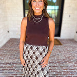 Cocoa Sky Texture Contrast Midi Dress-500 Midi-SKIES ARE BLUE-July & June Women's Fashion Boutique Located in San Antonio, Texas