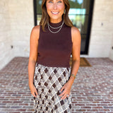 Cocoa Sky Texture Contrast Midi Dress-500 Midi-SKIES ARE BLUE-July & June Women's Fashion Boutique Located in San Antonio, Texas