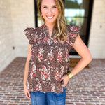 THML - Maison Autumn Floral Blouse-200 Fashion Blouses-THML-July & June Women's Fashion Boutique Located in San Antonio, Texas
