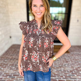 THML - Maison Autumn Floral Blouse-200 Fashion Blouses-THML-July & June Women's Fashion Boutique Located in San Antonio, Texas