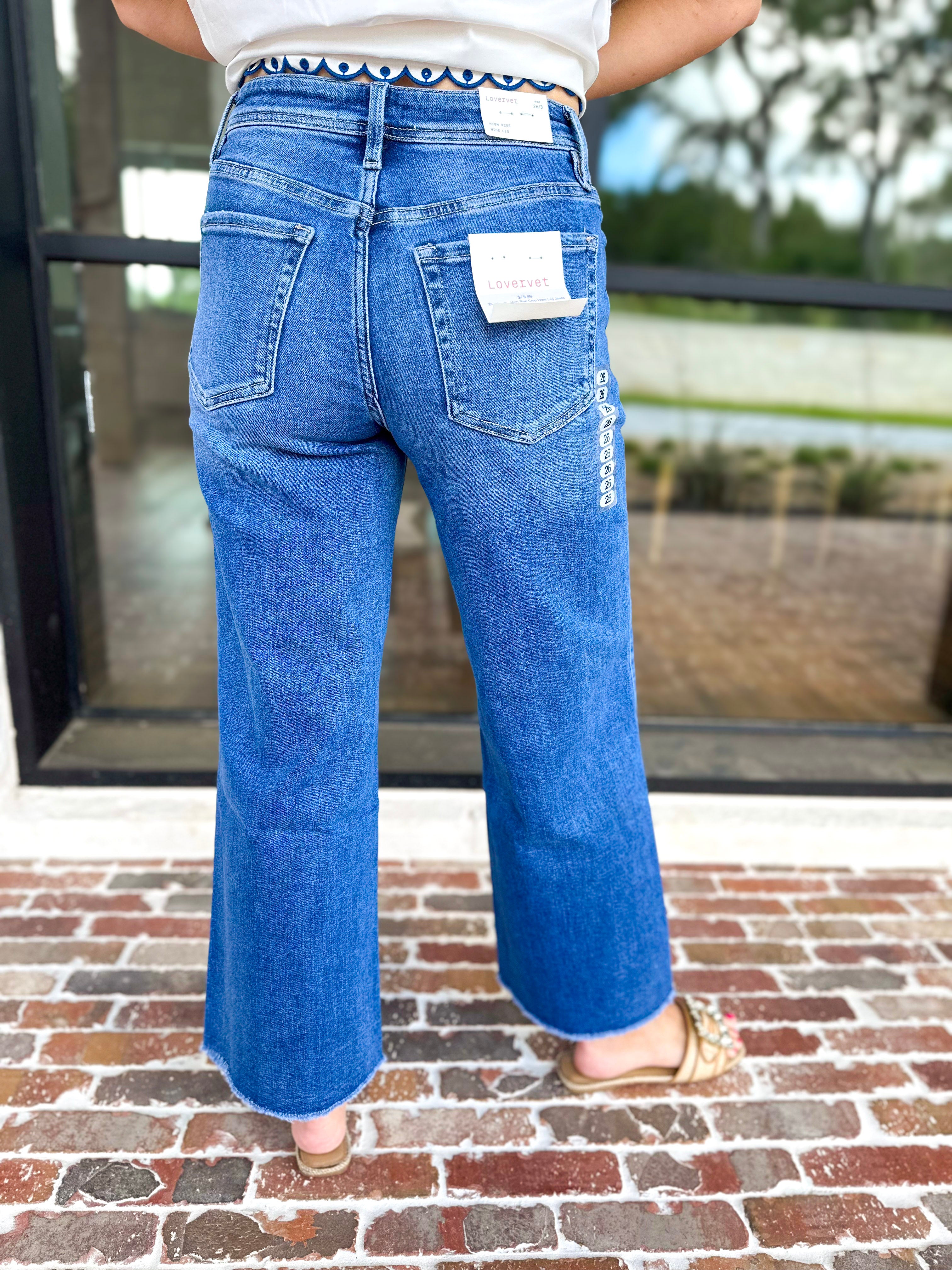 Vervet - High Rise Crop Wide Leg Jeans-400 Pants-VEVERT BY FLYING MONKEY-July & June Women's Fashion Boutique Located in San Antonio, Texas