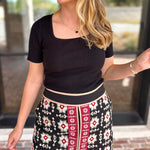 Ribbed Square Neck Knit Top - Black-230 Sweaters/Cardis-ALLIE ROSE-July & June Women's Fashion Boutique Located in San Antonio, Texas