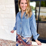 Weekend Signature Denim Shirt Jacket-200 Fashion Blouses-FATE-July & June Women's Fashion Boutique Located in San Antonio, Texas