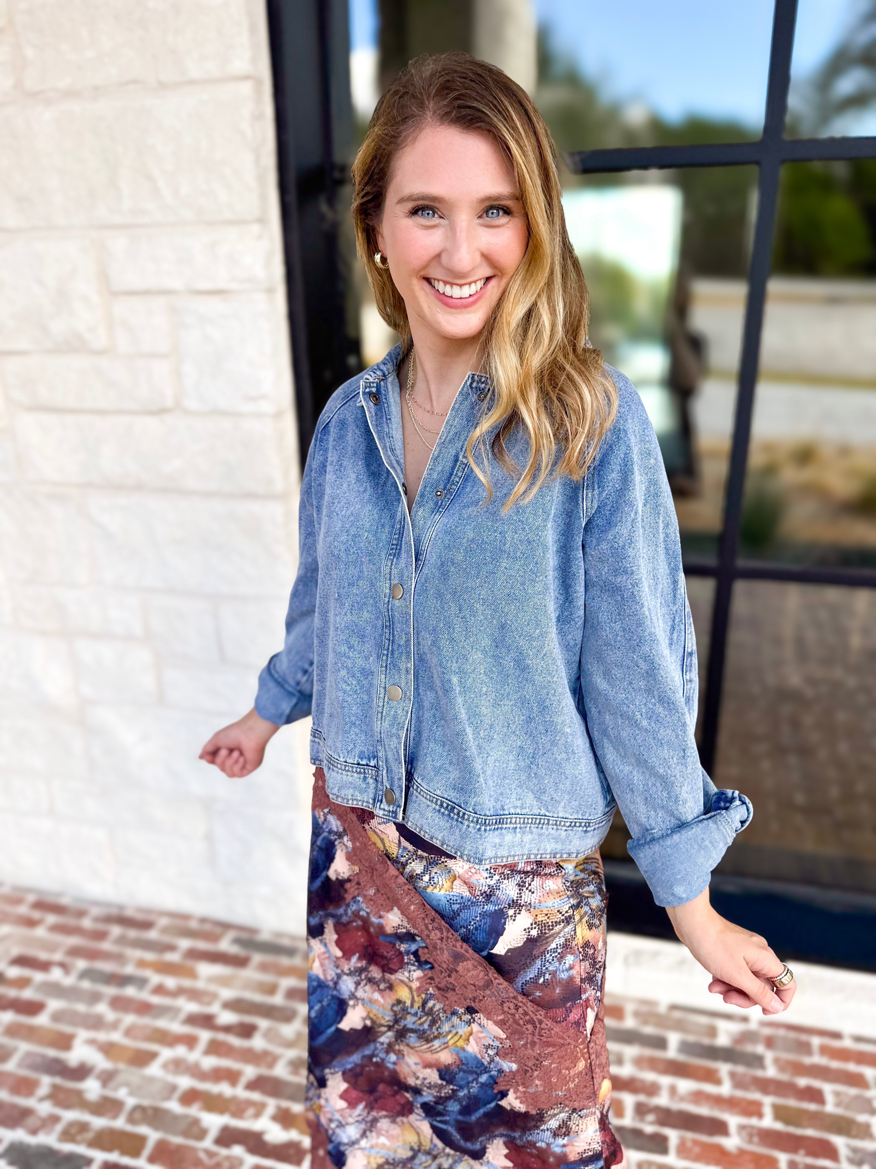 Weekend Signature Denim Shirt Jacket-200 Fashion Blouses-FATE-July & June Women's Fashion Boutique Located in San Antonio, Texas