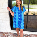 THML - Bold Floral Shift Mini Dress - Blue-510 Mini-THML-July & June Women's Fashion Boutique Located in San Antonio, Texas