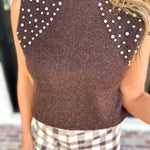 Happy Hour Embellished Sweater Tank-200 Fashion Blouses-ENTRO-July & June Women's Fashion Boutique Located in San Antonio, Texas