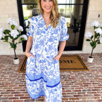 Mary Square - Porcelain Vines Midi Dress-500 Midi-MARY SQUARE-July & June Women's Fashion Boutique Located in San Antonio, Texas