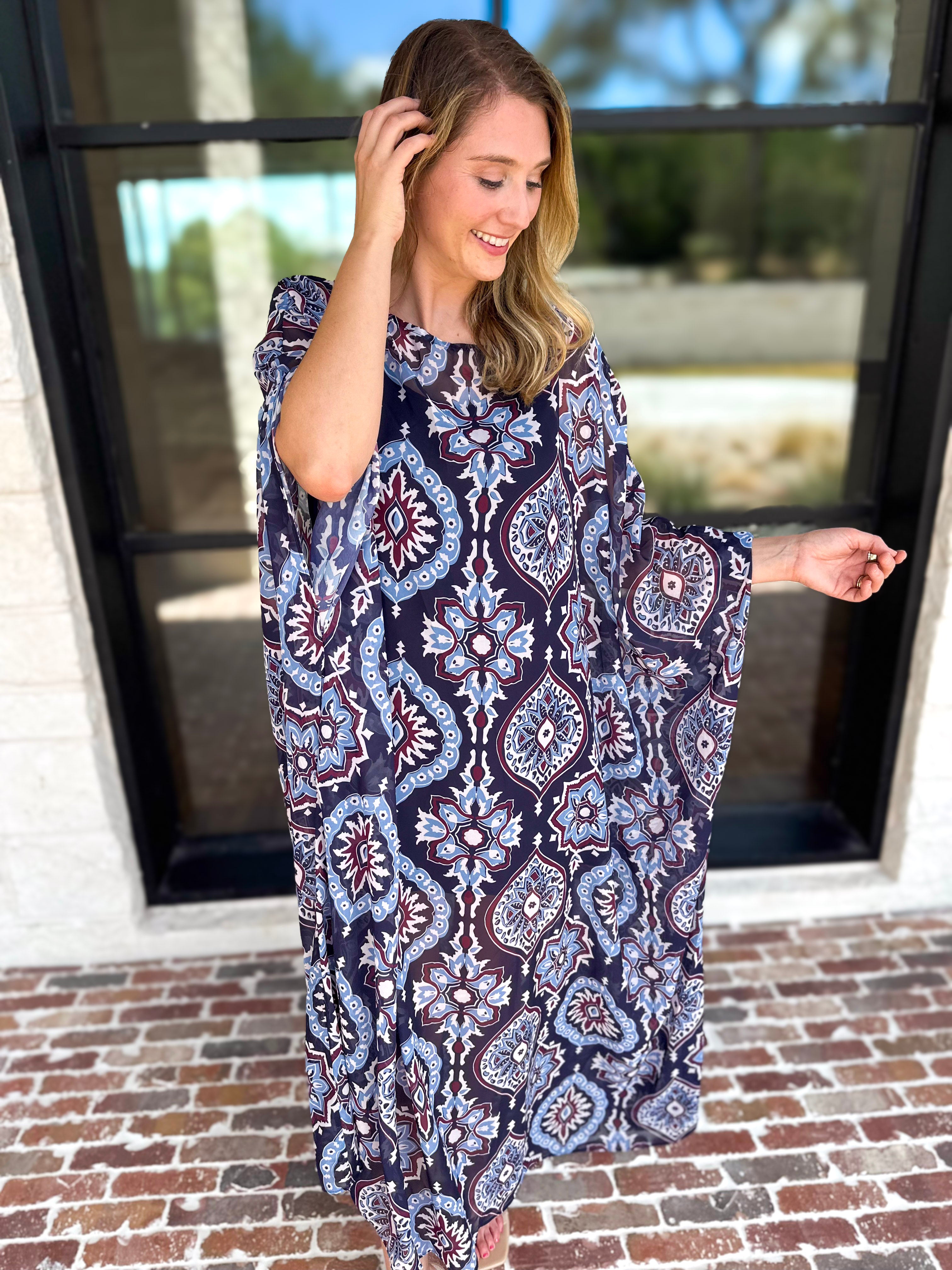 Easy Escape Caftan Midi Dress-500 Midi-TCEC-July & June Women's Fashion Boutique Located in San Antonio, Texas