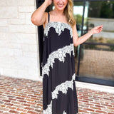 Colette Feminine Lace Midi Dress - Black & White-500 Midi-TCEC-July & June Women's Fashion Boutique Located in San Antonio, Texas