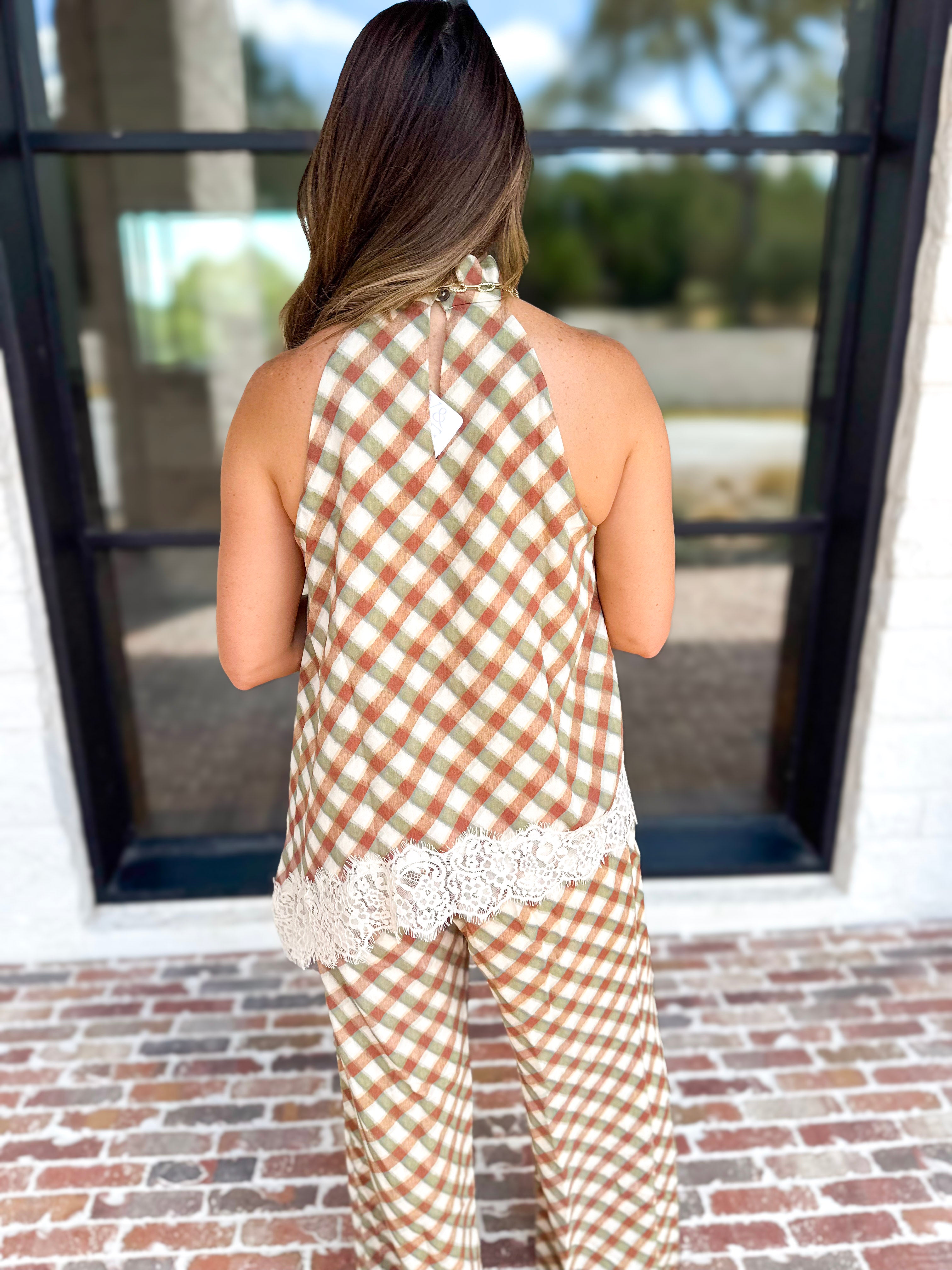 Spiced Lace Halter & Pant Set-500 Midi-ENTRO-July & June Women's Fashion Boutique Located in San Antonio, Texas