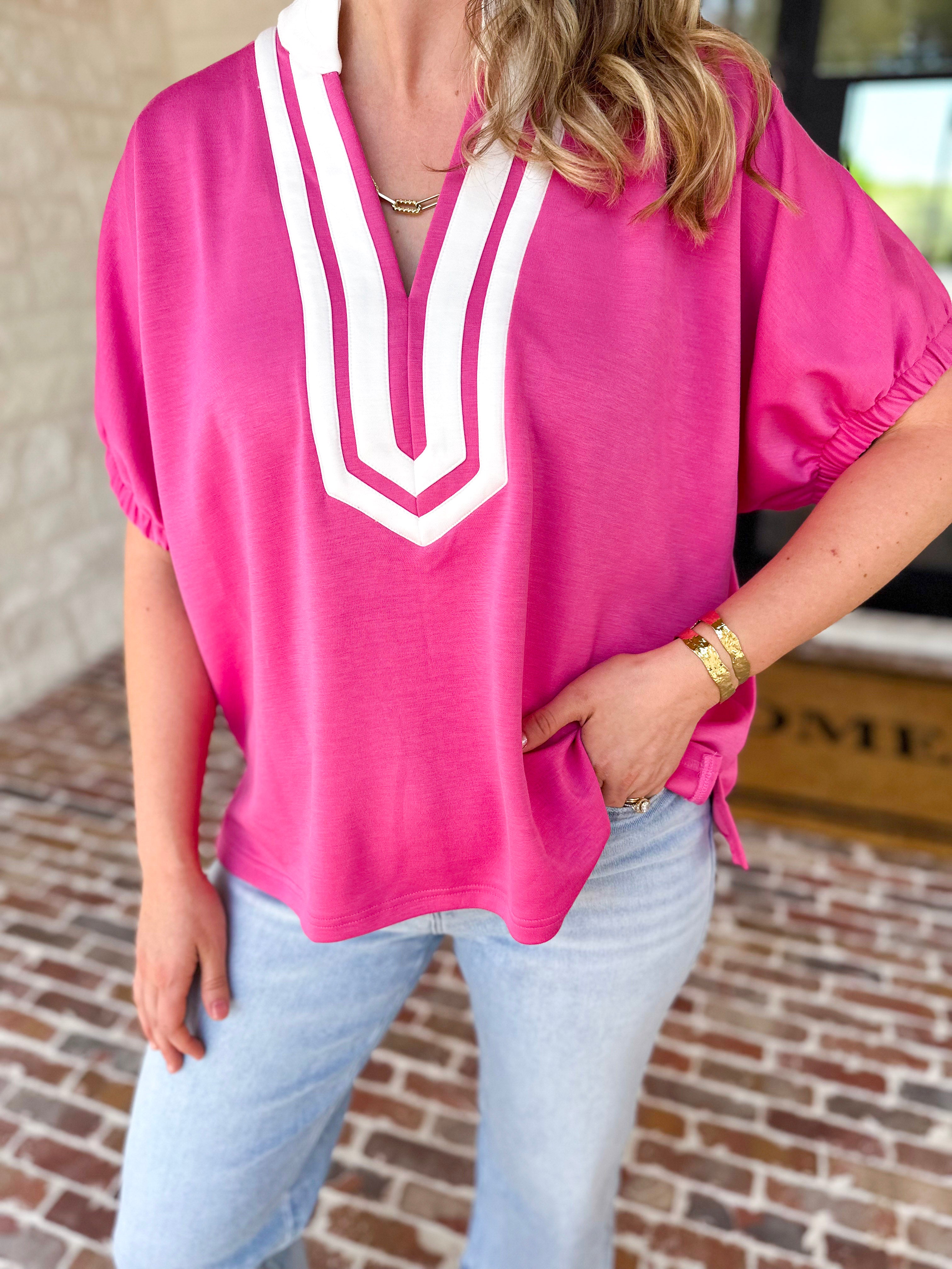 The Sophia Top - Pink-200 Fashion Blouses-ENTRO-July & June Women's Fashion Boutique Located in San Antonio, Texas
