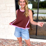 The Sutton A-Line Tank - Chocolate Brown-200 Fashion Blouses-ENTRO-July & June Women's Fashion Boutique Located in San Antonio, Texas