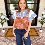 THML - Neutral Garden Blouse-200 Fashion Blouses-THML-July & June Women's Fashion Boutique Located in San Antonio, Texas