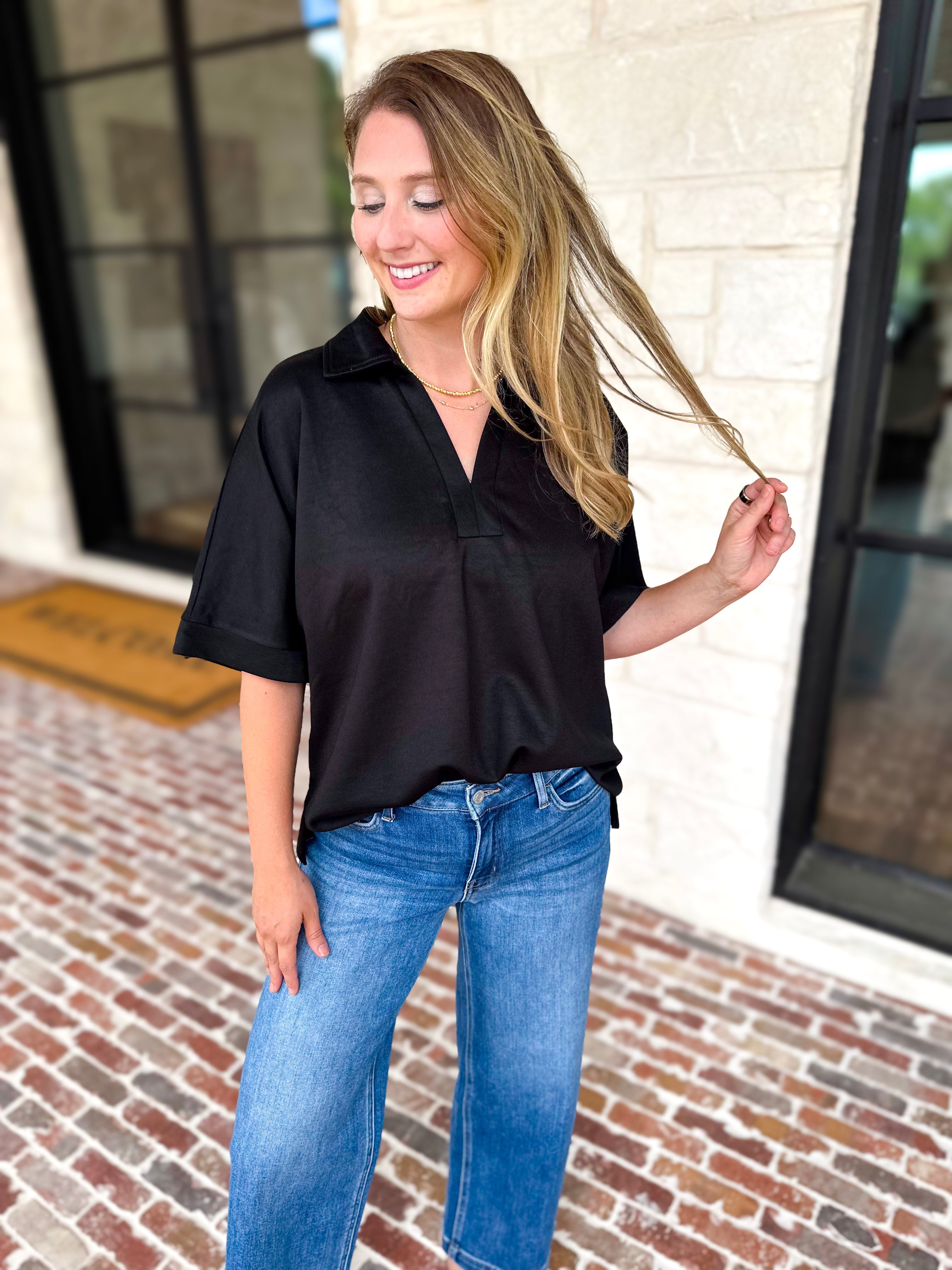 The Laurel Comfy Top - Black-210 Casual Blouses-JODIFL-July & June Women's Fashion Boutique Located in San Antonio, Texas