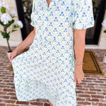 Mary Square - Eloise Lattice Blue Midi Dress-500 Midi-MARY SQUARE-July & June Women's Fashion Boutique Located in San Antonio, Texas