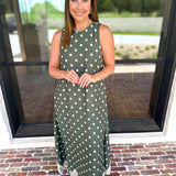 Effortless Polka Dot Midi Dress - Olive-500 Midi-ENTRO-July & June Women's Fashion Boutique Located in San Antonio, Texas
