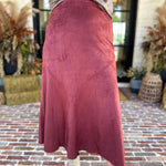 Suede Midi Skirt - Maroon-410 Shorts/Skirts-STYLE USA-July & June Women's Fashion Boutique Located in San Antonio, Texas