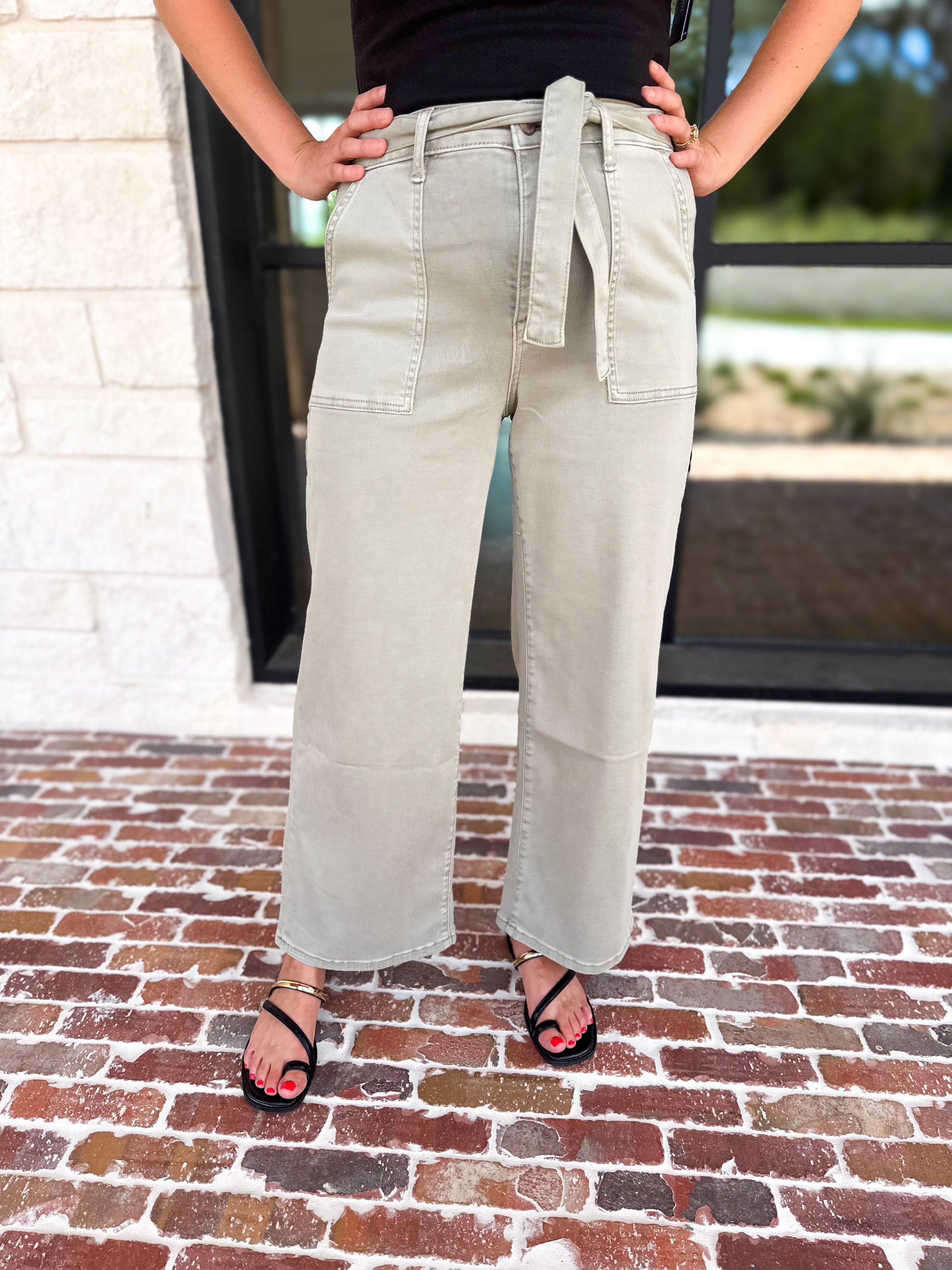 Vervet - High Rise Olive Patch Pocket Jeans-400 Pants-VEVERT BY FLYING MONKEY-July & June Women's Fashion Boutique Located in San Antonio, Texas