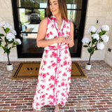 Vibrant Pink Floral Midi Dress-500 Midi-IN FEBRUARY-July & June Women's Fashion Boutique Located in San Antonio, Texas