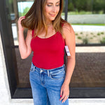 Liverpool - The Signature Scoop Neck Tank - Cranberry-210 Casual Blouses-LIVERPOOL JEANS COMPANY-July & June Women's Fashion Boutique Located in San Antonio, Texas