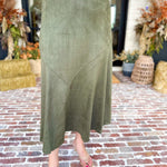 Suede Midi Skirt - Olive-410 Shorts/Skirts-STYLE USA-July & June Women's Fashion Boutique Located in San Antonio, Texas