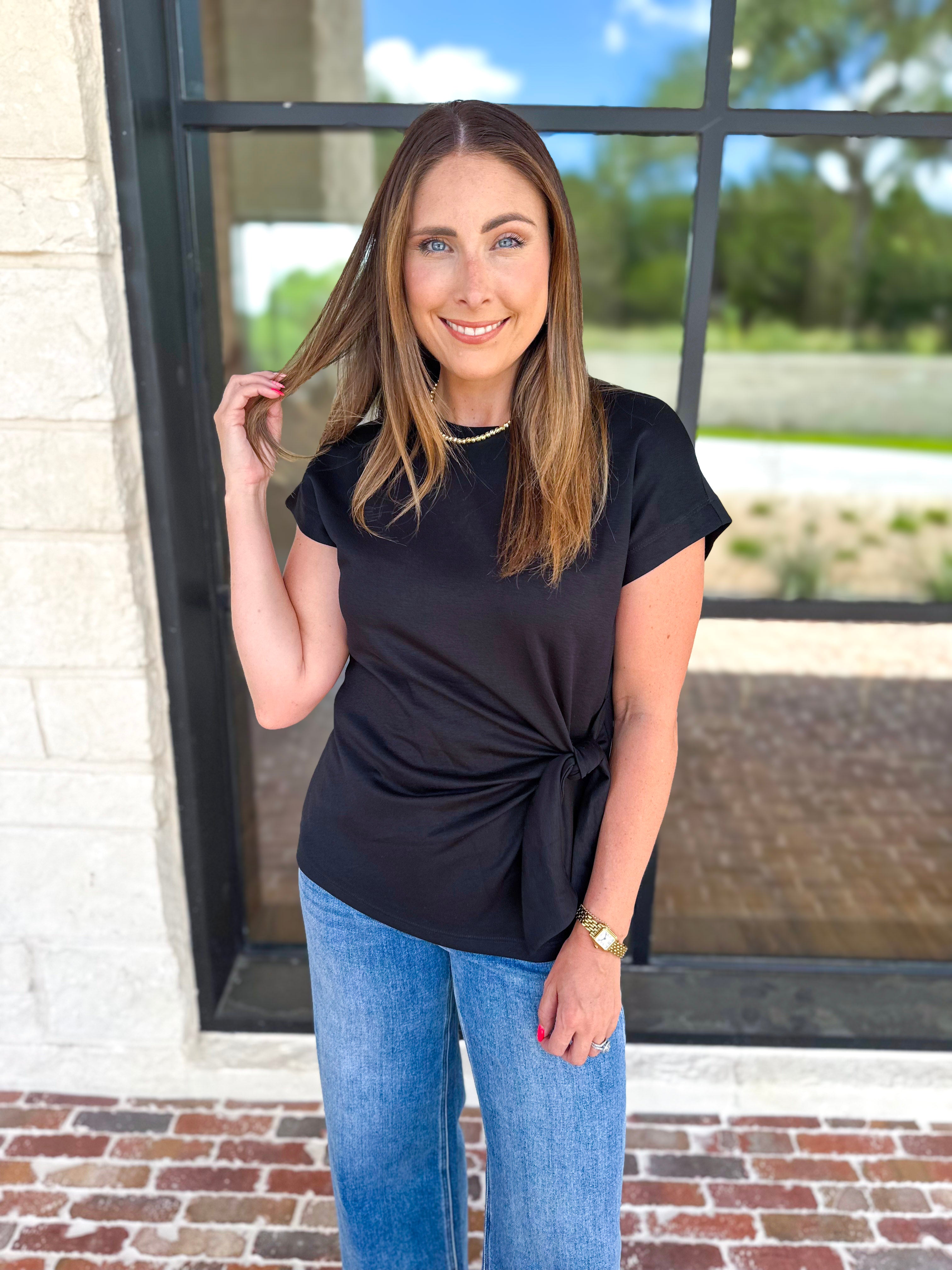 Elevated Twist Blouse - Black-200 Fashion Blouses-ENTRO-July & June Women's Fashion Boutique Located in San Antonio, Texas