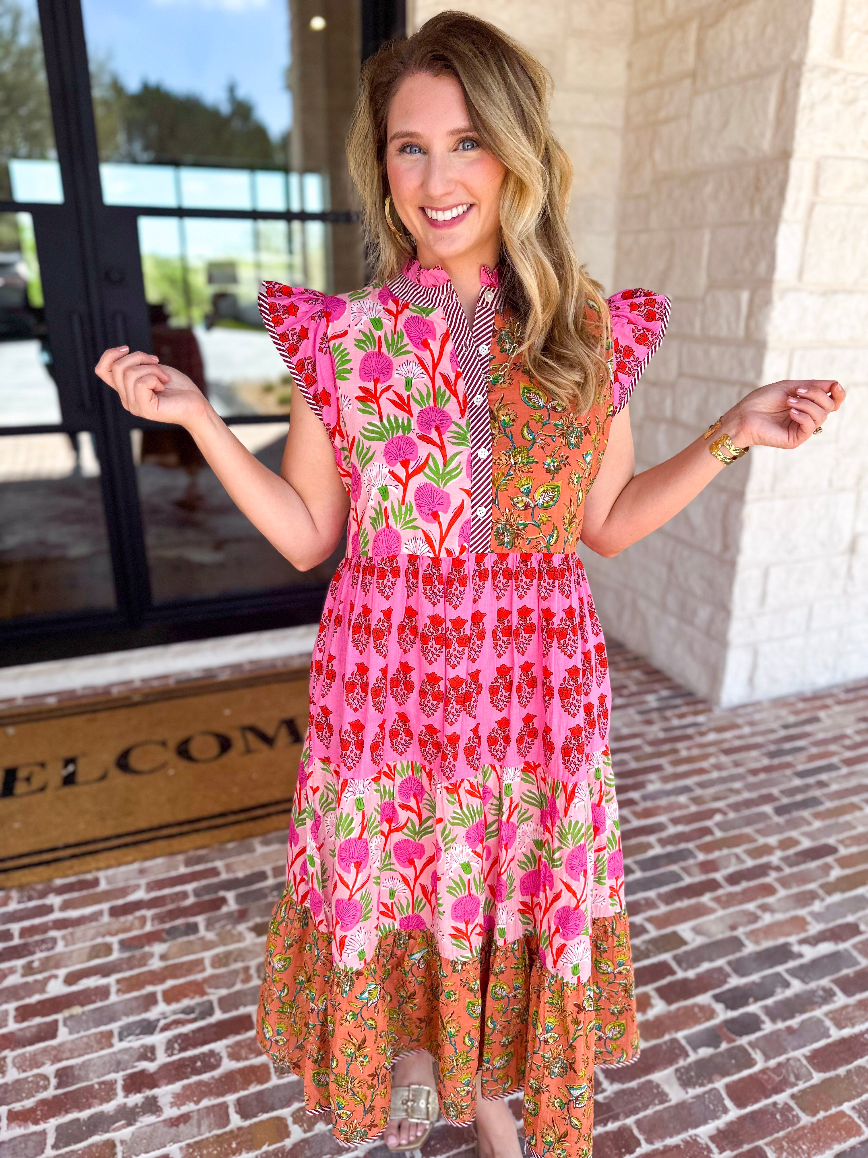 THML - Bold Garden Midi Dress-500 Midi-THML-July & June Women's Fashion Boutique Located in San Antonio, Texas