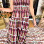 Cranberry Grove Plaid Sweetheart Midi Dress-500 Midi-TCEC-July & June Women's Fashion Boutique Located in San Antonio, Texas
