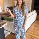 Mary Square - Ivy Navy Script PJ Pant Set-300 Athleisure/Lounge-MARY SQUARE-July & June Women's Fashion Boutique Located in San Antonio, Texas