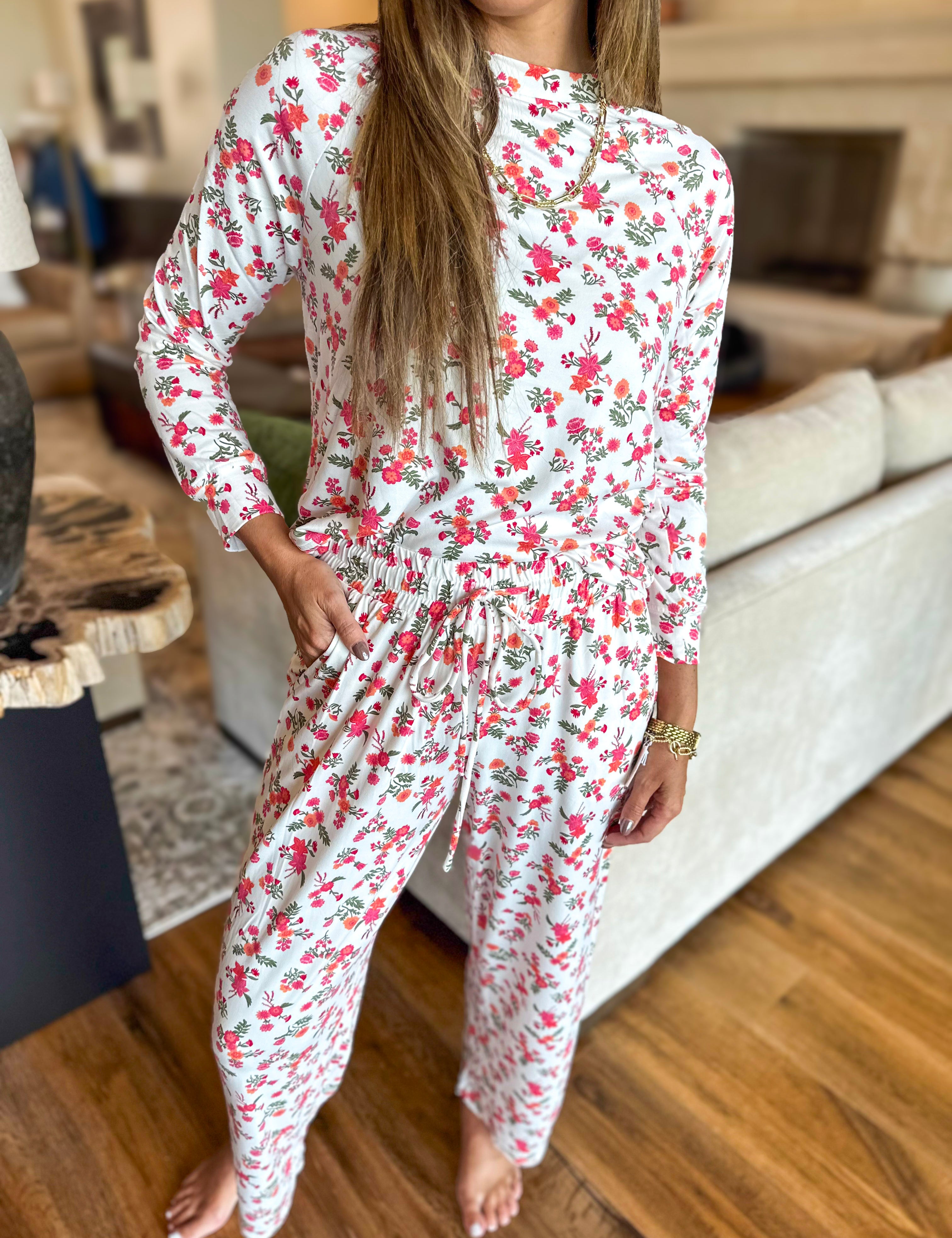 Mary Square - Mistflower Berry PJ Pant Set-300 Athleisure/Lounge-MARY SQUARE-July & June Women's Fashion Boutique Located in San Antonio, Texas