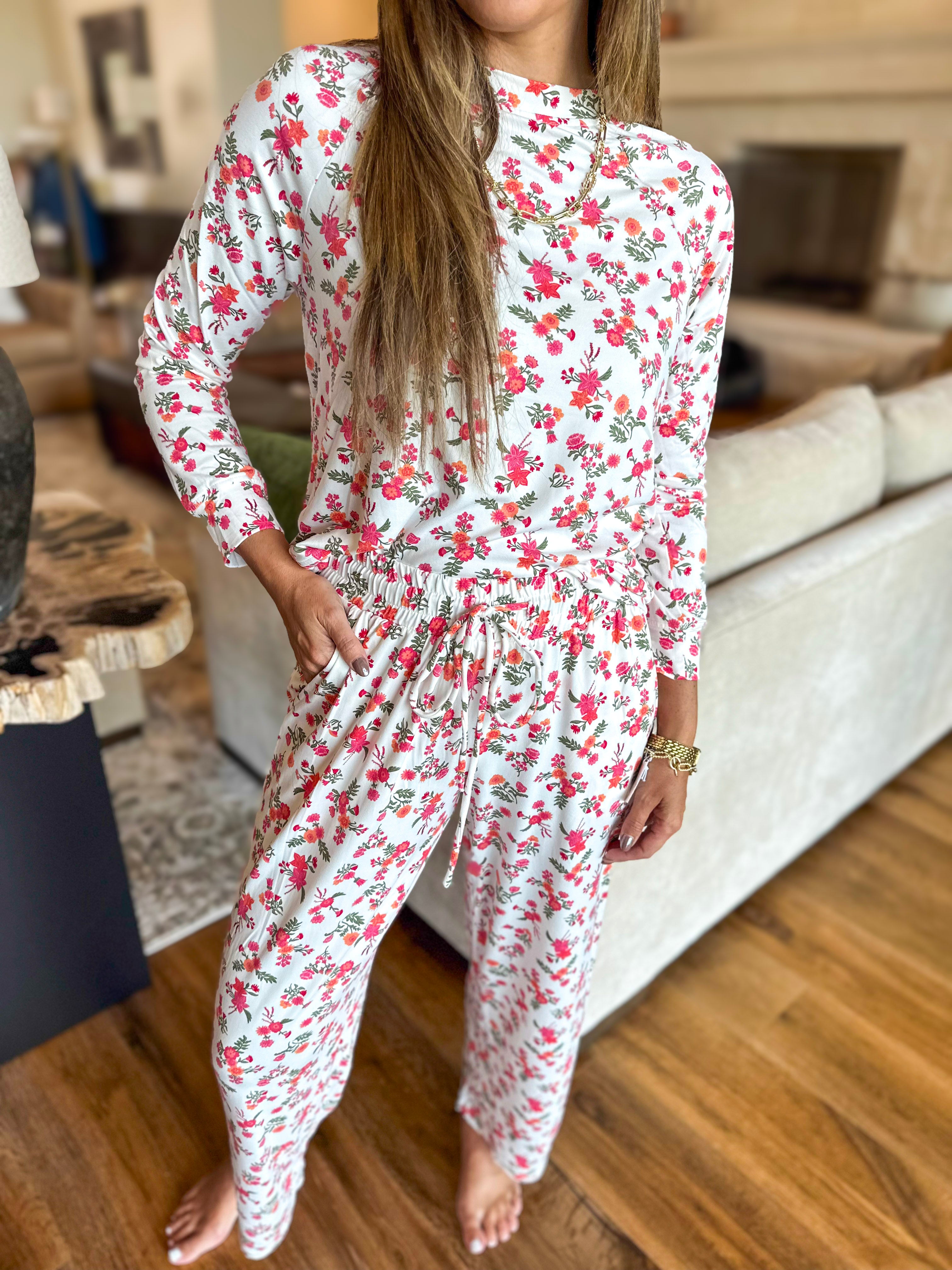 Mary Square - Mistflower Berry PJ Pant Set-300 Athleisure/Lounge-MARY SQUARE-July & June Women's Fashion Boutique Located in San Antonio, Texas